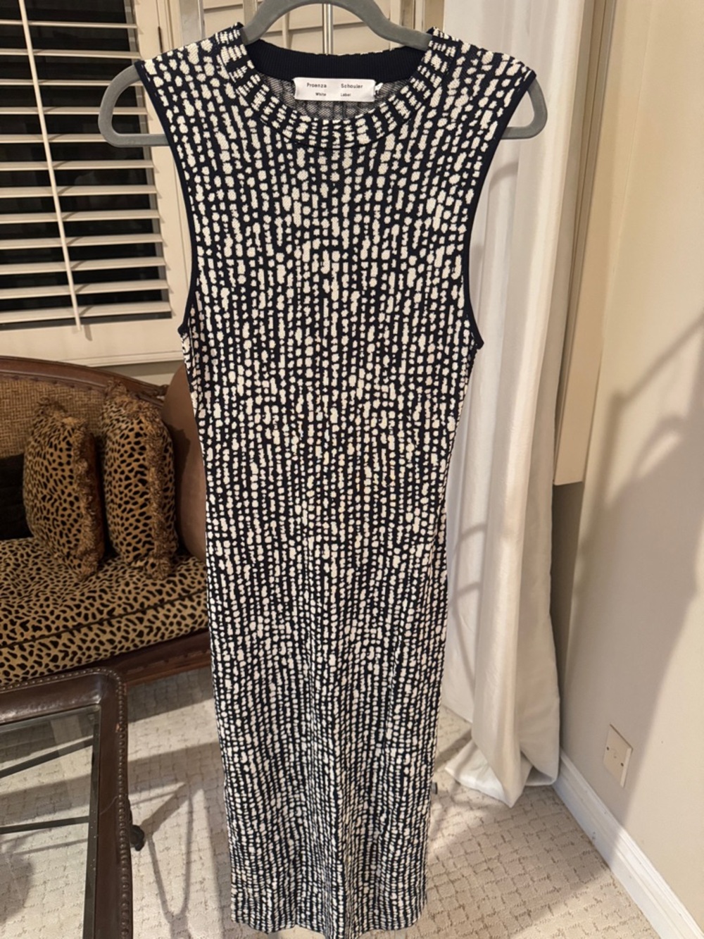 Proenza Schouler Navy and White Sleeveless Maxi Dress - Picture 1 of 6